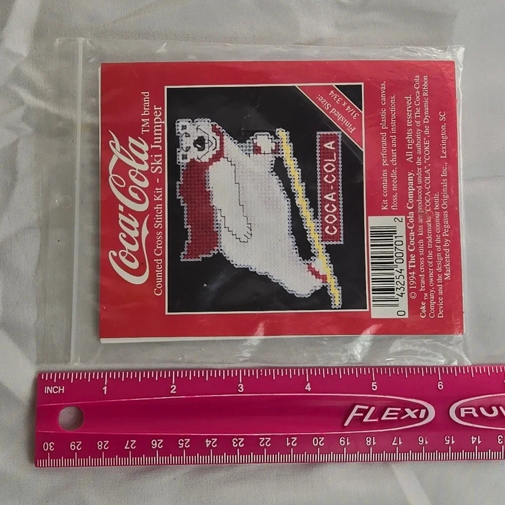Coca-Cola Counted Cross Stitch Kit Skit Jumper Bear Vintage‎ 1994 3.25